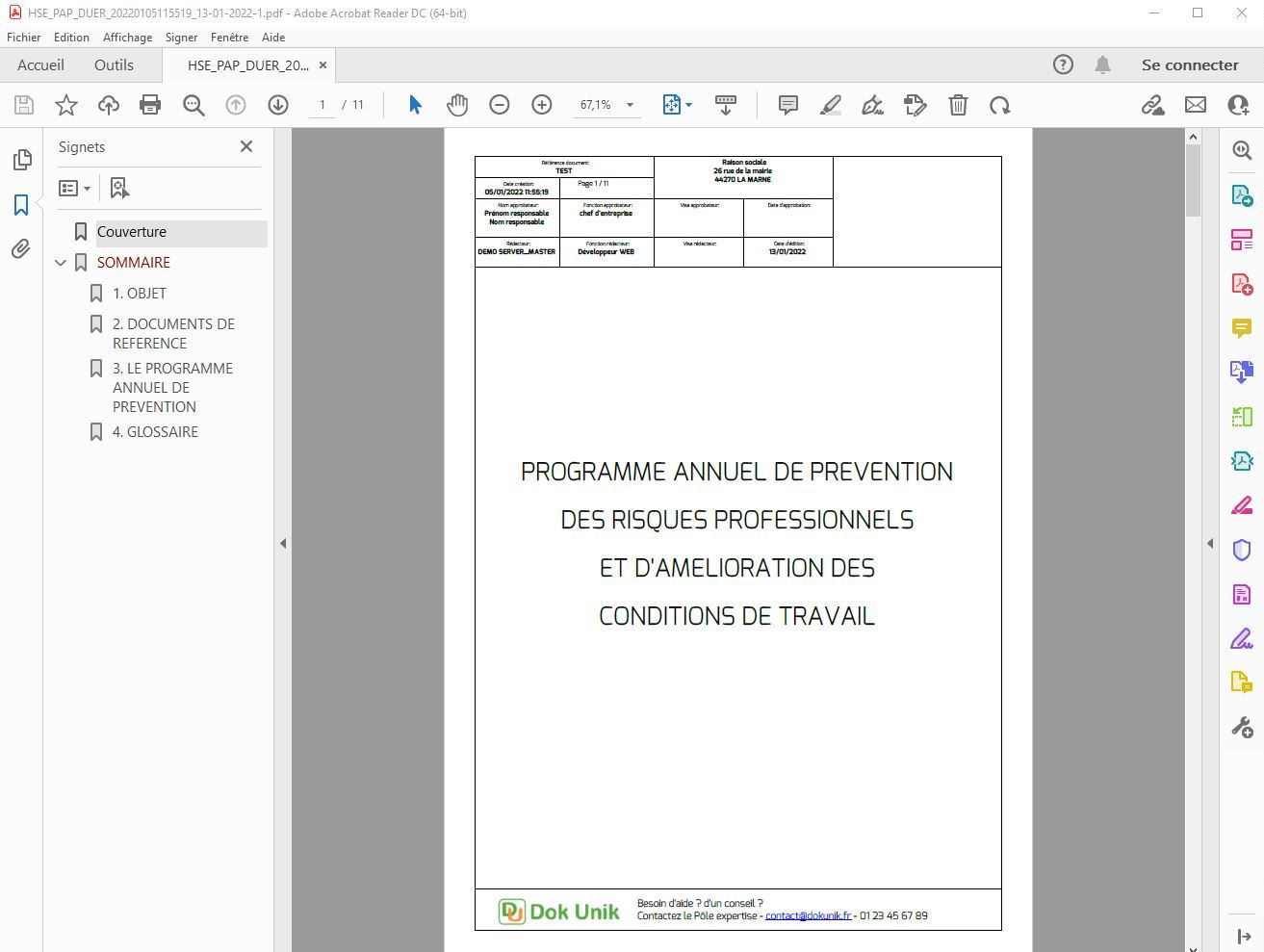 Logiciel DUERP - DOCUMENT PDF plan de prévention